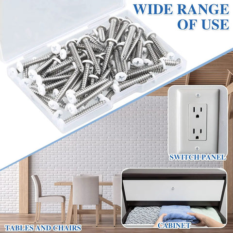 Built Tough Number 8 Pan Head Screws Self Tapping Stainless Steel Assorted Fastener Kit 100 Piece Set in clear box for various uses.