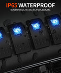Wet 12V Blue LED Rocker Switch Waterproof Marine Grade SPST Three Pin On Off 20A Heavy Duty for UTV RZR with glow sticker