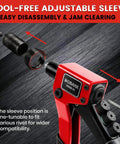 Rivet Gun Kit With 430 Aluminum Rivets, 4 Drill Bits And Protective Gloves In Portable Carrying Case For Home Workshop And Sheet Metal Projects, Great For Repairs And DIY Metalwork. tool-free adjustable sleeve on manual rivet gun
