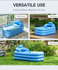 Inflatable Adult Bathtub With Free Standing Design in bathroom, balcony, and backyard showcasing versatile home spa use.