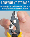 Ergonomic Fiber Optic Stripper For 180 Micron Coated Fiber Delivers Precision Peel shown with safety lock feature