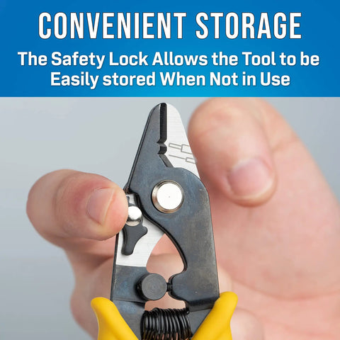 Ergonomic Fiber Optic Stripper For 180 Micron Coated Fiber Delivers Precision Peel shown with safety lock feature
