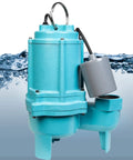 Heavy Duty Submersible Sewage Pump With 6000 GPH Handles Up To 2 Inch Solids Epoxy Coated Cast Iron Housing Piggyback Tethered Float Switch