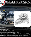 Toyota Timing Belt Kit With Water Pump Fits 1987 To 2001 Camry Celica RAV4 MR2 Solara 2.0L 2.2L 3SFE 5SFE L4 DOHC 16V engine view