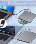 USB C External SuperDrive For Mac Slot In DVD RW Drive Aluminum Space Grey Compatible With Apple MacBooks Desktops Ultra Slim Aluminum Casing With Fingerprint Resistant Finish And Easy Plug And Play USB C Connection, silver USB DVD drive with cable