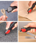 Heavy Duty Self Retracting Utility Knife With 4 SK2H Blades, Safety Box Cutter, Rugged Aluminum Alloy Body, Non Slip TPR Grip, Unique Blade Compartment, HT0414 Model For Pros On The Job Pro Grade cutting rope, wood, and fabric