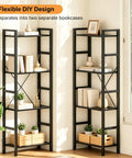Triple Column 4 Tier Industrial Bookshelf with 11 Open Display Shelves Adjustable Storage in living room