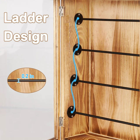 Interior ladder design of Fishing Lures Storage Display Case Wall Cabinet Tackle Box Organizer With Lockable Door