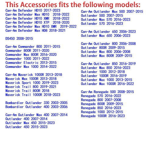 Compatibility list for Heavy Duty Front And Rear Wheel Bearing Set 30x60x37mm With Circlip For Maverick Commander Outlander models