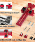 Thin Rip Jig For Table Saw And Router Table, Super Easy Narrow Strip Cutting, Fits Three Quarters Inch By Three Eighths Inch U Slot And One Quarter By Three Eighths Inch T Slot, Works With Band Saw And Router Table For Repetitive Precision Cuts, showing aluminum jig with T and U slots, scale markings, and components