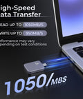 Ultra Fast External Portable SSD USB C Gen 2x2 20Gbps With 1050MBps Read And 950MBps Write connected to laptop