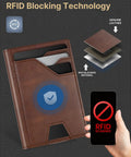 Leather Wallet For Men RFID Blocking Card Holder Slim with genuine leather and RFID protection technology