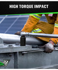 Worker using Beefy 9-Piece Half Inch Impact Axle Nut Socket Set, Deep Metric Sockets 31mm, 6-Point, CR-V Steel on metal structure