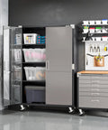Heavy Duty Rolling Cabinet Workbench With Solid Wood Top, 6-Drawer Soft Close, Graphite Finish, Shop-Ready For Garage