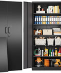 Lockable 71 Inch Metal Storage Cabinet With 2 Doors And 6 Adjustable Shelves Heavy Duty Steel Tool Cabinet for organized storage.