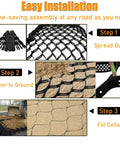 Installation steps for Heavy-Duty Gravel Grid Stabilizer for Driveways and Pathways, durable honeycomb paver system shown in use.