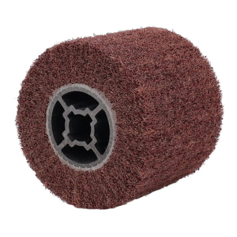 Heavy Duty Non Woven Wire Drawing Wheel With Abrasive Coating For Rapid Polishing And Uniform Shaping, brown abrasive material.
