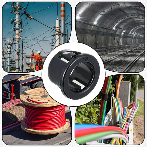50 Pack Black Snap Bushing for Half Inch Knockouts in electrical and cable environments with durable design