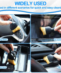 Using Six Pack Car Detailing Kit With Scratch Free Interior Duster on steering wheel, screen, gear lever, and air outlet.