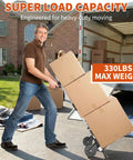 Heavy Duty Folding Hand Truck With 360 Degree Rotating Handle And Rock Solid 330 Lbs Capacity Smooth Rolling Aluminum Dolly Cart in use with boxes.