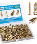 180 Piece Self Drilling Drywall Anchors Kit With 90 Metal Winged Zinc Plated Anchors And 90 Screws For Sheetrock Gypsum