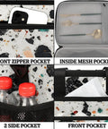 Insulated Go-To Picnic Backpack Lunch Box In Stone Marble, Large 12x8.7x10 Inch Tote pockets detail