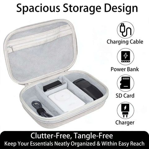 Slick Hardshell Tech Organizer Travel Case With Adjustable Padded Dividers To Store Chargers Power Banks And Cords While Keeping Your Daily Tech Setup Hella Organized, spacious interior with charging cable and power bank.