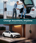 Level 2 Portable EV Charger 32A 240V With NEMA 14-50 Plug charging electric vehicles outdoors and in a garage setting