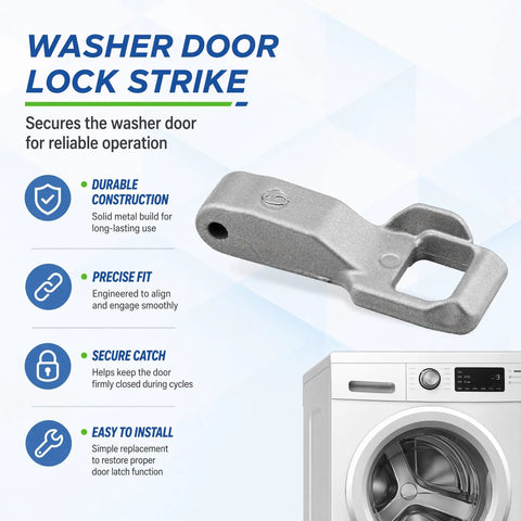 Washer Door Lock Strike MFG63099101 Replacement For LG Kenmore Top Load. Keeps Door Securely Shut, Fixes Lock Issues And Water Leakage. Durable Nylon Striker Plate Accessory For Washing Machine Repair DIY Fix