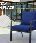 24x24 Inch Outdoor Chair Cushions Set Of 2 With Removable Washable Covers, Water Repellent And Fade Resistant, Non Slip Bottom With Straps, Replacement Cushions For Deep Seat Patio Sofa And Couch, Navy