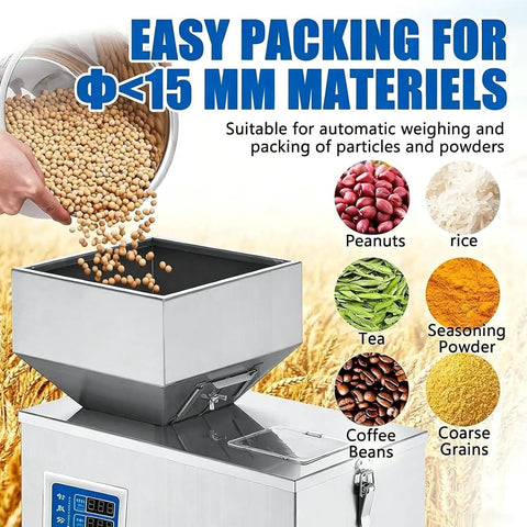 Heavy Duty Automatic Powder Filling Machine 1 To 500 Grams Zero Point Two Gram Accuracy Three Speed Settings with soybeans.