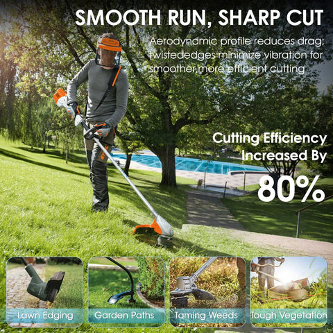 Person using Replacement Weed Eater Head For Kobalt 80V 40V And 24V Cordless Trimmers on a lawn