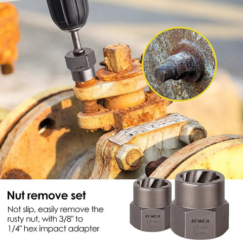 25 Piece Screw And Bolt Extractor Set With Left Hand Drill Bit Included For Removing Damaged Stripped Bolts Screws Nuts Studs.