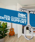 Hella Sturdy Closet Rod Center Supports, 3 Pack Chrome Oval Brackets, showing a single oval support bracket for closet rods.
