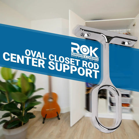 Hella Sturdy Closet Rod Center Supports, 3 Pack Chrome Oval Brackets, showing a single oval support bracket for closet rods.