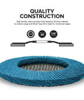 High Density Zirconia Flap Disc Set 4.5 Inch By 0.875 Inch 40 Grit Bevel Type Jumbo Pack Of 10 shown with quality construction features