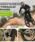 Gnarly High-Performance Electric Dirt Bike For Teens And Adults Up To 37 MPH With 2200W Peak Motor, 45 Mile Range, light green, showing braking system