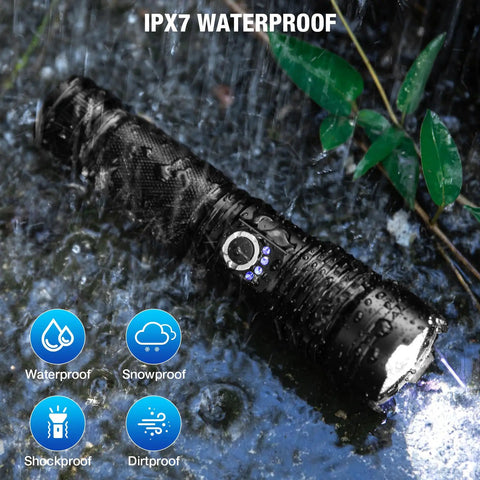 Rechargeable 90000 Lumen Flashlights Two Pack With 5 Light Modes Ultra Bright LED Beasts High Powered IPX7 Waterproof