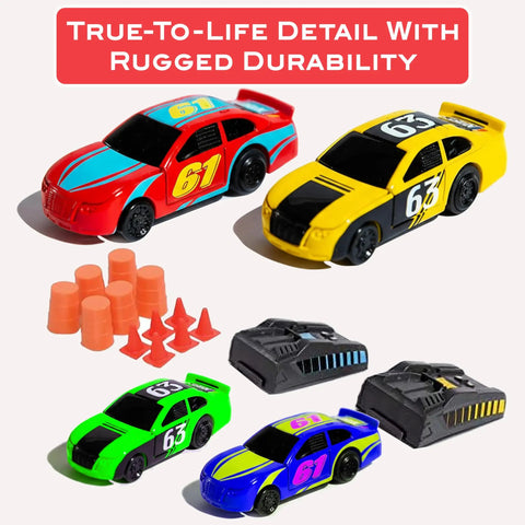 Ultra Cool Slot Car Race Track Set With Electric Cars And Flash Chargers, Six Feet Of Track, NASCAR Inspired Wrecks Style