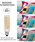 LED E11 Mini Candelabra Light Bulb with CRI 80+ for vibrant color rendering in home decor pillows display.
