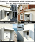 Slick Wall Mounted EV Charger Cable Holder And Electric Cover Box for protecting charger from outdoor elements.
