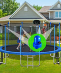 Trampoline with 1.5 Inch Trampoline Enclosure Pole Caps With Screw Thumb For Net Hook Replacement Kit, 8 Piece Blue Set