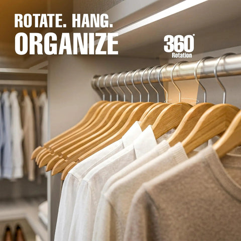 Premium Wooden Hangers 20 Pack Slim Suit Racks Natural Finish Solid Wood Closet Organizers Contoured Shoulders Distribute Weight Evenly Keep Your Threads Sharp And Wrinkle Free For That Daily Flex