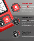 Portable Laser Tape Measure With 98 Ft Range And 8 In 1 Modes For Length Area Volume And Pythagorean Calculations IP65 Waterproof Rechargeable Real Time Laser Measurement Tool, red body buttons