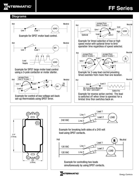 Five Minute Spring Loaded Wall Timer SPST No Hold wiring diagrams with Single Timer and multi-use electrical configurations