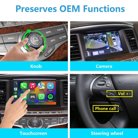 Infiniti QX60 QX80 Q70 And Nissan Pathfinder Armada 2017 2018 2019 Wireless CarPlay And Android Auto Module dashboard features
