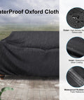 Heavy Duty Waterproof Patio Sofa Cover For 2-Seater Loveseat, Outdoor Furniture Cover With Air Vents And Handles, showing water resistance of fabric