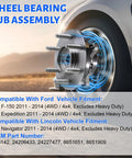 Front Wheel Bearing Hub Assembly 515142 For 4x4 6 Lug Trucks ABS Compatible Fits Lincoln Navigator 2011-2014 Ford F-150 2011-2014 Expedition 2011-2014 4WD shown in vehicle installation view.