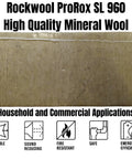 Ten Pack 24 X 48 X 1 Inch Rigid Mineral Wool Insulation Heavy Duty Stone Rock Boards for Home Studios, visible insulation panel.