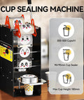 Heavy Duty Commercial Cup Sealer With Simple Dial Temp Control That Cranks Out 300 To 500 Cups An Hour and locks down 90 mm and 95 mm cups.